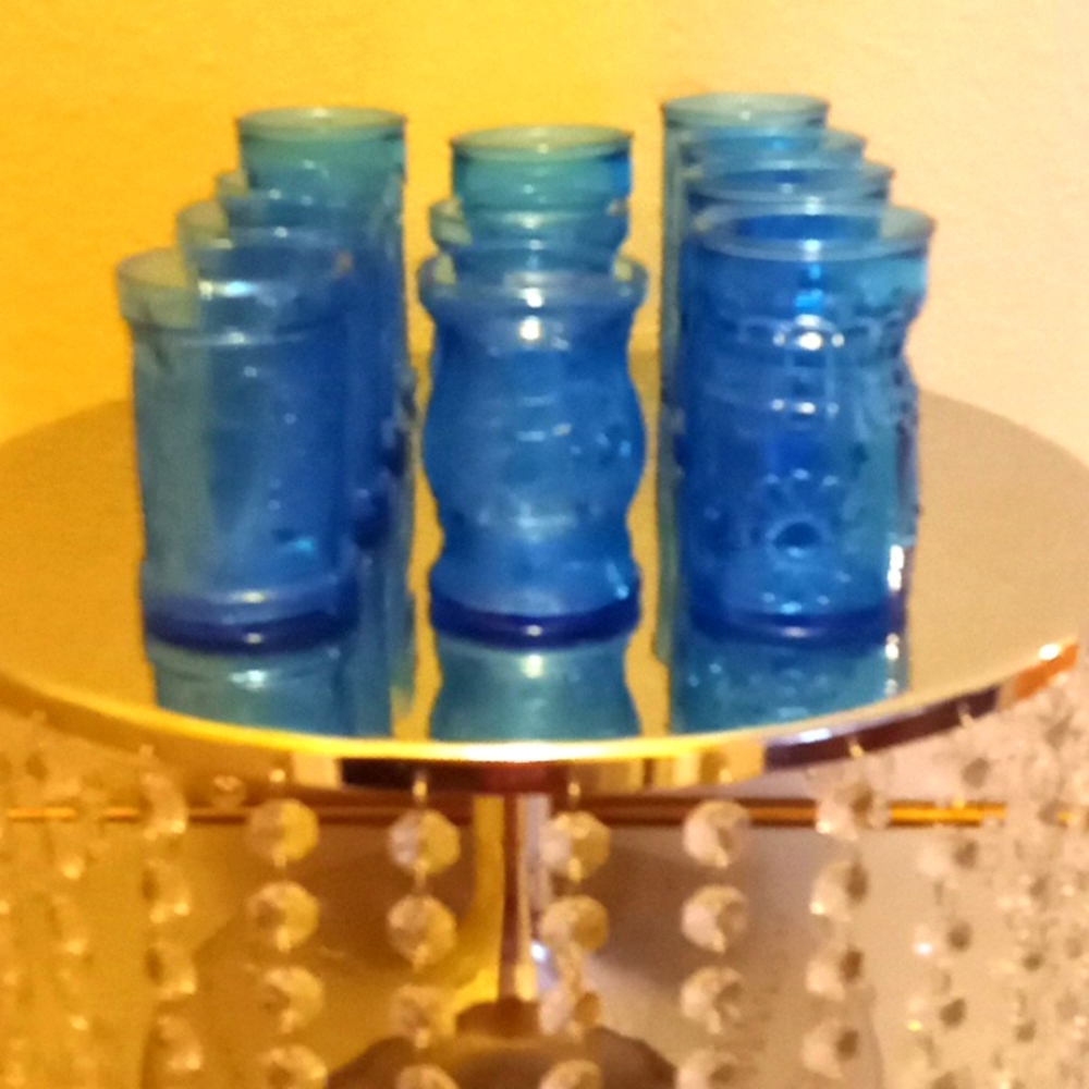 VTG- Wheaton Glass 11 Blue Juice Glasses